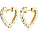 GAVU 925 Sterling Silver Gold Heart Hoop Earrings for Women, Women's Huggie Heart Earrings