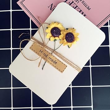 Fancyku Vintage Retro Handmade Dried Flowers Greeting Cards Diy Kraft Paper Envelope Thank You Card For Mom Dad Wife And Friend Wedding Birthday Gift 2 Pcs Amazon In Office Products