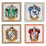 Harry Potter Glass Coaster 4-Pack All Houses Half