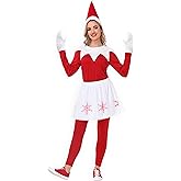 Remimi Women Christmas Shirt Pants Sets Xmas Long Sleeve Red 2 Pieces with Tulle Skirts XS-3XL