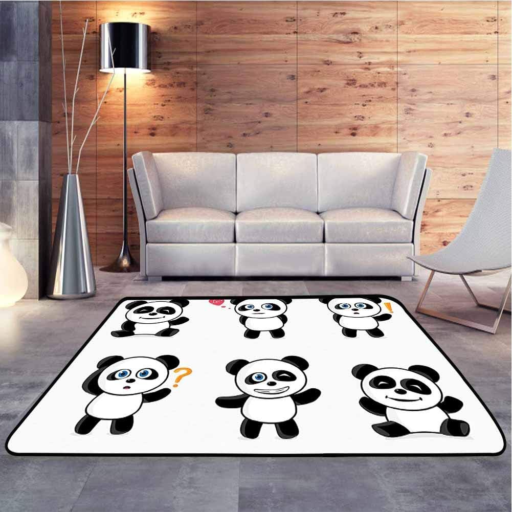Area Rug Pandas with Heart Shapes Question and Exclamation Marks Creative Lovely Illustration Ultra Soft Indoor Modern Area Rugs Decor Carpet Popular Colors, 6.5 x 10 Feet