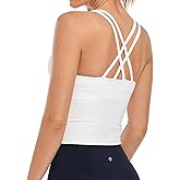HeyNuts Longline Zeal Bras Medium Impact Wirefree Sports Bras Workout Crop Tank Tops with Removable Pads, A-D Cups
