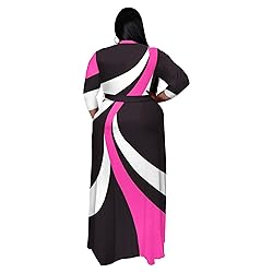 Runwind Plus Size wrap Dress Sexy 3/4 Sleeve V Neck