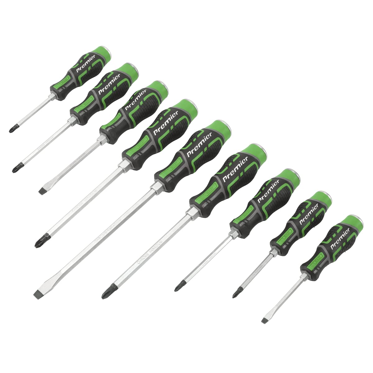 Sealey Hammer-Thru Screwdriver Set Hi-Vis Green, 9pc AK4941HV