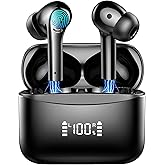 Wireless Earbuds, Bluetooth 5.3 Headphones 4 Built-in Microphones ENC Noise Cancelling Earphones 13mm Drivers Big Bass Stereo, LED Power Display 45H Playtime USB-C, IP7 Waterproof in Ear buds(New Gen)