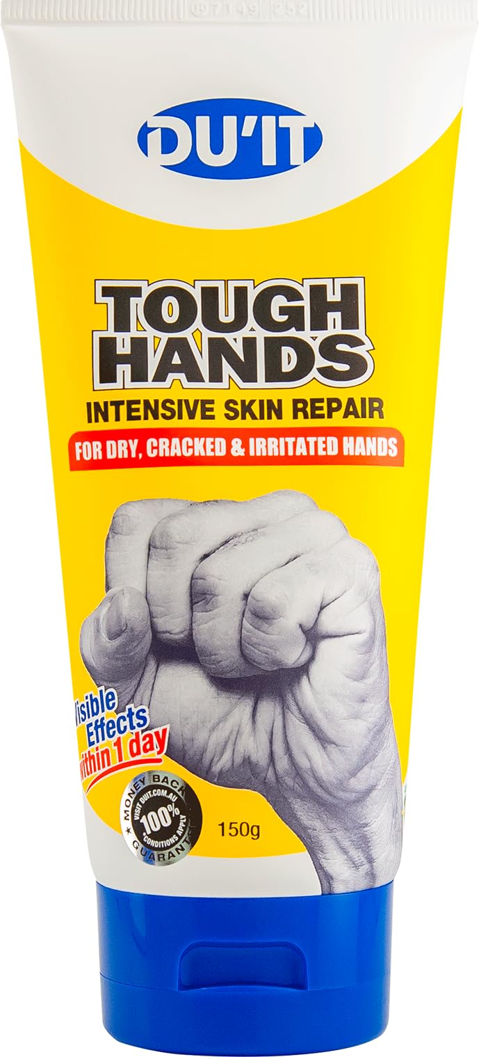 DuIt Tough Hands Intensive Hand Balm 150g Value-Size, 10% Urea, Vitamin E, Tea Tree Oil, exfoliates, Protects and softens.