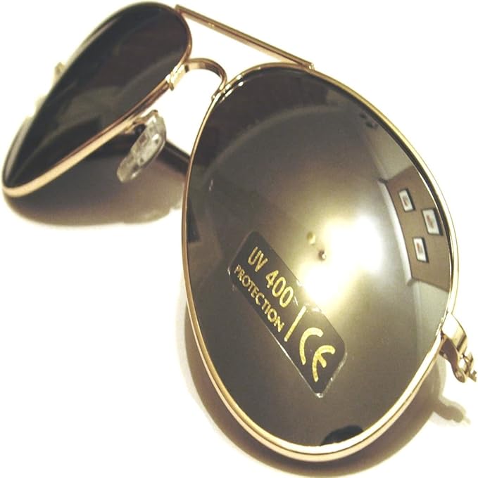 gold reflective aviator sunglasses