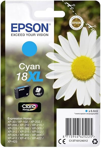 Epson 18XL Cyan Daisy High Yield Genuine Claria Ink Cartridge XL Capacity