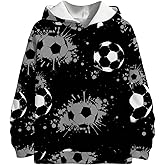 SweatyRocks Boy's Casual Fleece Hooded Sweatshirts Long Sleeve Soccer Graphic Pullover Hoodies
