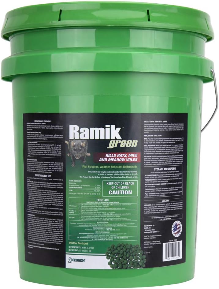Neogen Ramik Green Fish Flavored Weather Resistant Rodenticide Nuggets, 4 lb bag : Home Pest Lures : Garden & Outdoor