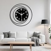 Dankeit 16inch Decorative Wall Clock, Silent Non-Ticking Quality Quartz Battery Operated, Large Wall Clock for Living Room Kitchen Home Bathroom Bedroom Wall Decor, Black