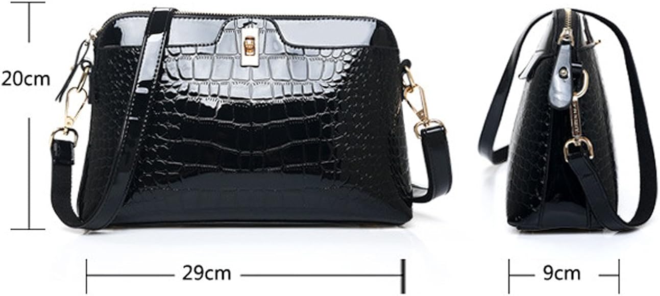 black patent leather cross body bag