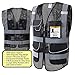 JKSafety 9 Pockets High Visibility Zipper Front Safety Vest With Reflective Strips,HQ Breathable Mesh, Oxford Fabric for pocket materials. Black Meets ANSI/ISEA Standards (XX-Large, 110-Black)