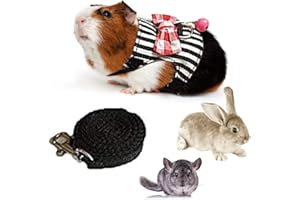 Litewoo Hamster Vest Harness and Leash Set Outdoor Walking Cute Bow-knot and Clear Bell Decor Chest Strap Harness for Rabbit Guinea Pig Chinchilla Ferret Squirrel Marten Kitten (MEDIUM,Black Stripe)