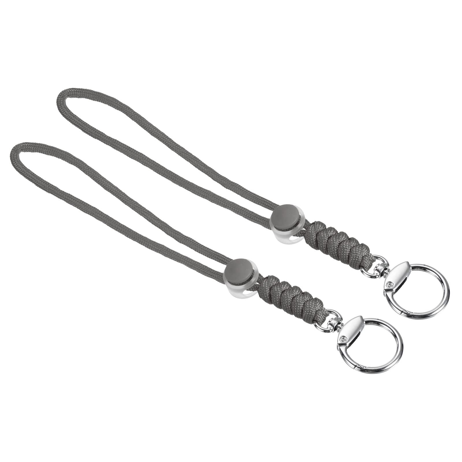PATIKIL Paracord Lanyard with Clasp 9 Inch, 2 Pack Wrist Keychain Cord Metal Hook Strap for Keys Whistle ID Card Badge Holder, Gray