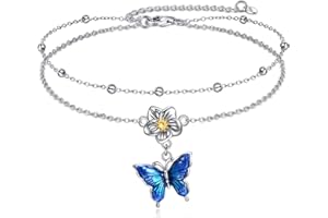 YAFEINI Anklet Bracelets for Women Girls Sterling Silver Hummingbird/Dragonfly/Butterfly Link Chain Anklets Jewelry Gifts