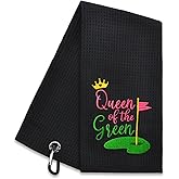 Hafhue Queen of the Green Embroidered Golf Towels - Women's Golf Accessory for Golf Fans