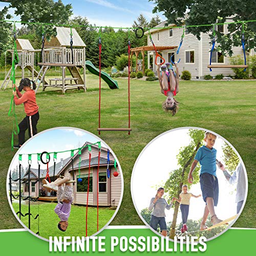 Ninja-Warrior-Obstacle-Course-for-Kids-55-ft-Slack-Line-8-Obstacles--Ninja-Slackline-Obstacle-Course-for-Kids-Backyard--Ninja-Warrior-Training-Equipment-for-Kids-Monkey-Bars-Webbing-Ladder