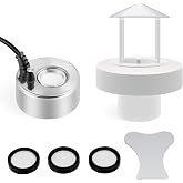 Mxmoonant 350ml/H Ultrasonic Mist Maker Fogger Metal Atomizer, Splash Guard | w/Float &amp; 3 Replacement Ceramic Discs, for Halloween Water Fountain Pond Pot Rockery Sink Decoration, Mushroom Plant Humidify