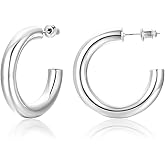 Cocadant Sterling Silver Hoop Earrings for Women,14K Real Gold Plated Hypoallergenic Hoop Earrings with Elegant Gift Box