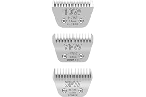 DODAER 10W+7FW+5FW Wide Blades for Dog Grooming,Compatible with Andis,Oster A5,Wahl km10 Clippers,Cutting Length 1/16" to 1/4",3 Pack