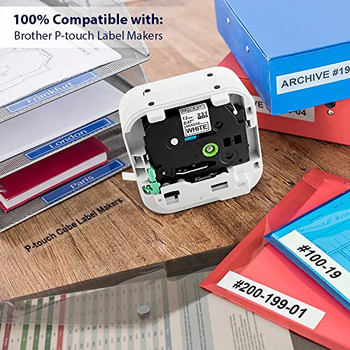 3PK TZe Tape, 12mm 0.47 inch Standard Laminated P-Touch Label Maker Tapes TZ 231 TZe-231 Compatible with Brother P-Touch Cube PT-D210 PTH110 PT-D400 PT-D600 and More, Black On White, 1/2'' x 26.2'