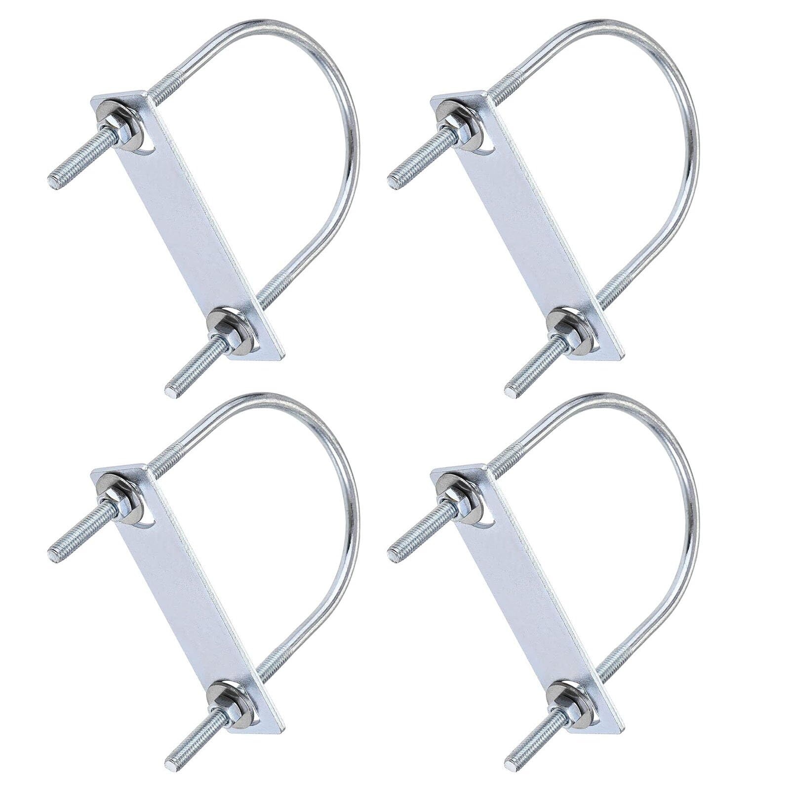TOP-VIGOR 4 sets M6 Round U-Bolts, 70mm Inner Width 120mm Length Steel U-Bolts with Nut, Plate, Washer for Building Installations Mechanical Parts Connection Cehicles Ships