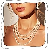 Bmirth Long Pearl Necklace Layered Pearls Necklace and Earrings Set 1920s Pearl Body Jewelry for Women