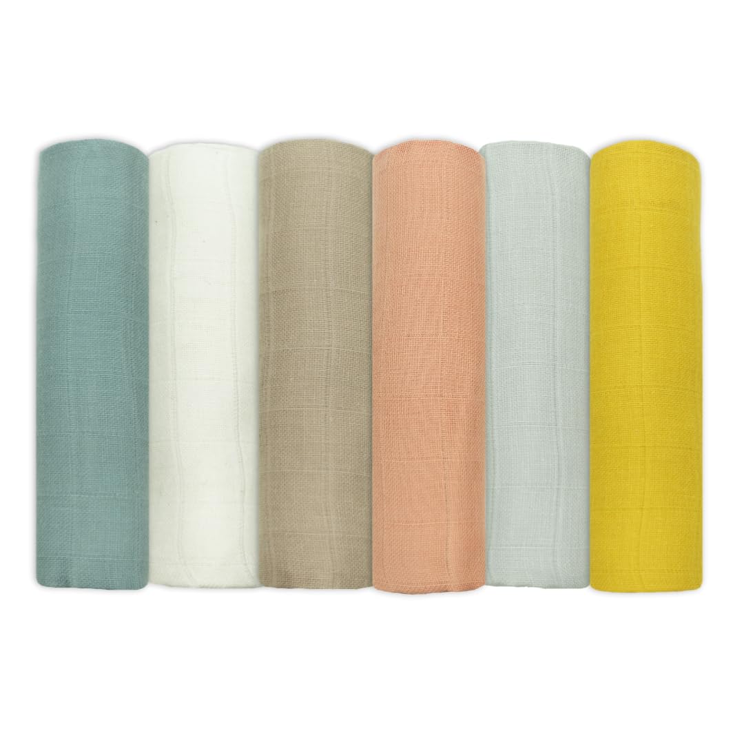 MuslinZ Muslin Cloths for Baby - Baby Burp Cloths - 6 Pack Muslin Squares - Large 70x70cm - Pure Cotton - Soft, Absorbent & Breathable - Multi Use Newborn Cloths - UK Brand (Neutral)