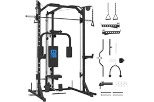 FAGUS H FAGUS Smith Machine Home Gym Power Cage with Pulley System, Space Saving Design Squat Rack with Full Body Strength Training Attachments, PEC Station & Fixed Cable Crossover Optional
