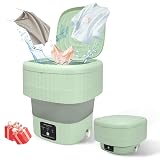Mini Portable Washing Machine, 9L, 3 Modes, Blue Light Disinfection, Ideal for Underwear, Socks, Baby Clothes. Foldable for Space-Saving, Perfect for Apartments, Hotels, Camping & Travel (Green)