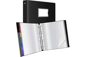 Uquelic 50-Pocket Binder with Plastic Sleeves for Letter/A4 Size(11" x 8.5"), Document Binder Organizer for Papers, Certificates and Artwork, Colorful PP Divider Pages for Presentation