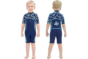 Goldfin Kids Wetsuit for Girls Boys, 2mm 3mm Toddler Shorty Neoprene Front Zip Wet Suits Keep Warm for Water Sports Surfing Snorkeling Swimming