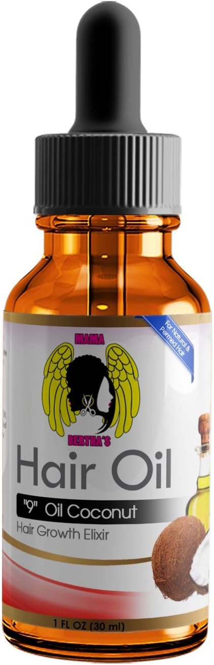 Pure Therapeutic"9" Oil Organic Coconut Hair Growth Elixer Fast Wild Growth Herbal Multi Hair Oils in One Serum Repairs Damaged Hair and Split Ends for All Hair Types Natural and Permed