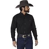 Wrangler Mens George Strait Solid Black Long Sleeve Button Down Shirt