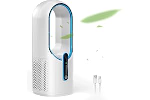Misby Desk Fan, 11.8 Inch Portable Bladeless Fan, Small Office Rechargeable Fan, 3 Adjustable Speeds,Touch Control, Easy to C