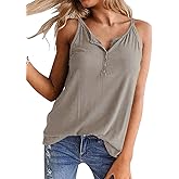 Onedreamer Womens Henley Tank Tops Button Up Shirts Workout Summer Casual Sleeveless Tunics Loose Fit Tees Blouse