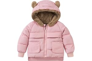 TUONROAD Baby Girls Coats for 6 Months-5 Years Toddlers Boy Winter Jacket Warm Bear Hooded Outdoor Coats Size 5