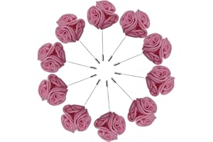 Sanrich Rose Boutonnières Men's Lapel Pins Satin Flower 10 Pack Groom Wedding Boutonniere Suit Brooch Outfit Accessories