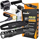 EdisonBright Fenix PD35 TAC 1000 Lumen CREE LED Tactical Flashlight with USB rechargeable, weapon mount kit with USB charging cable bundle