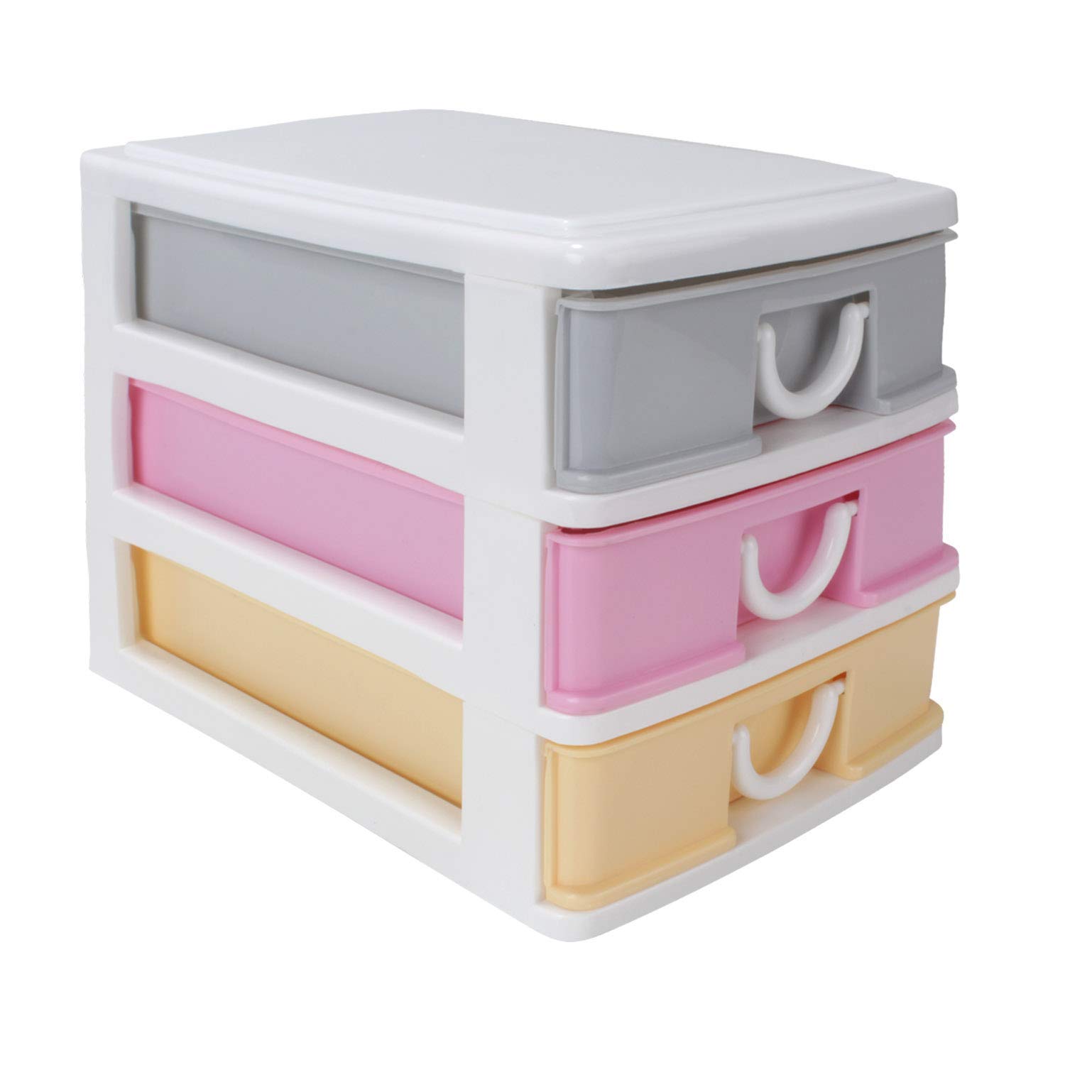 Hokipo 3 Compartment Mini Plastic Storage Box Desk Drawer