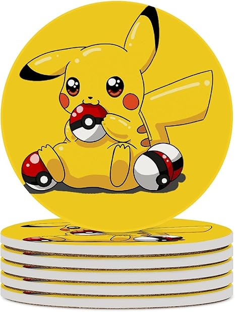 Amazon ピカチュウpikachuコースター4pcs 6pcsセラミックスコースター台所ダイニングテーブルウォーターバリア防水断熱滑り止めコースターディナーマット コースター オンライン通販