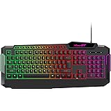 RaceGT Gaming Keyboard,114 Keys Full Size Wired LED Backlit with Dedicated Multimedia Keys Wrist Rest Compatible for Computer