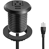 Desktop Power Grommet 2 inch,Power Grommet Outlet with USB,Countertop Power Grommet, Desk Recessed Power Strip with 6ft Exten