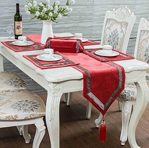 BiuTeFang Table Runner Table Runners European style, table flag, modern, embroidery, table flag Banquet Party Decoration 33X250cm