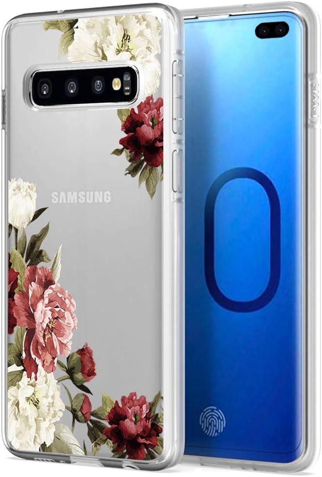 Ueokeird Galaxy S10 Plus Case, Galaxy S10+ Phone Case with Flowers, Slim Shockproof Clear Floral Pattern Soft Flexible TPU Back Phone Cover for Samsung Galaxy S10 Plus (2019 Release) (Blossom Flower)