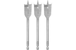 HARFINGTON 3Pcs Spade Drill Bit 7/8" Paddle Flat Bits Wood Hole Cutter with Quick Change 1/4 Inch Hex Shank for Woodworking Fiberglass, Silver Tone