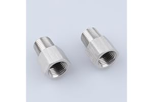 AC PERFORMANCE Female M10 x1.0 Inverted to Male 1/8 x 27 NPT Thread Brake Line Fittings Adapter Stainless Steel, Pack of 2