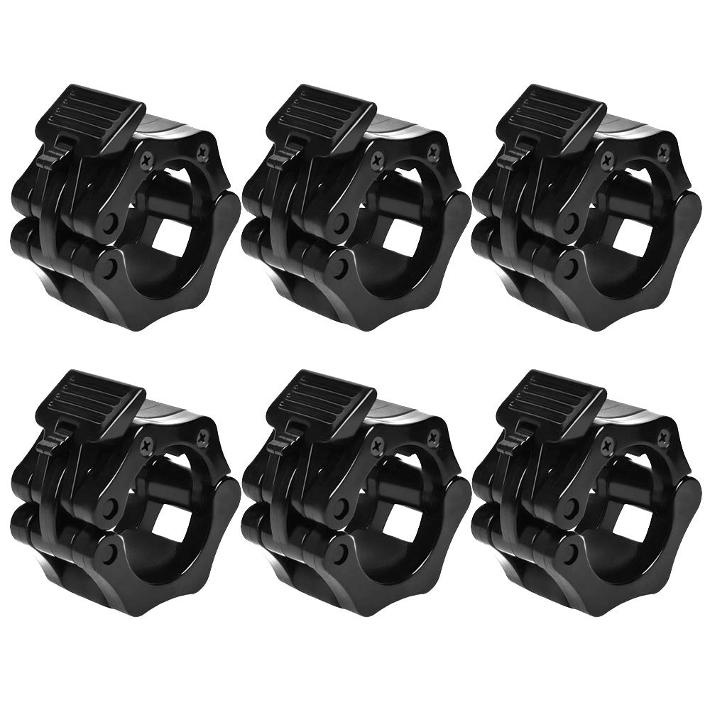 Homo Trends 6Pcs Barbell Clips, 1 Inch Barbell Clamp Collars Non-Slip Standard Weight Barbell Locks Collar Clips for Workout Weightlifting Fitness Training Supplies