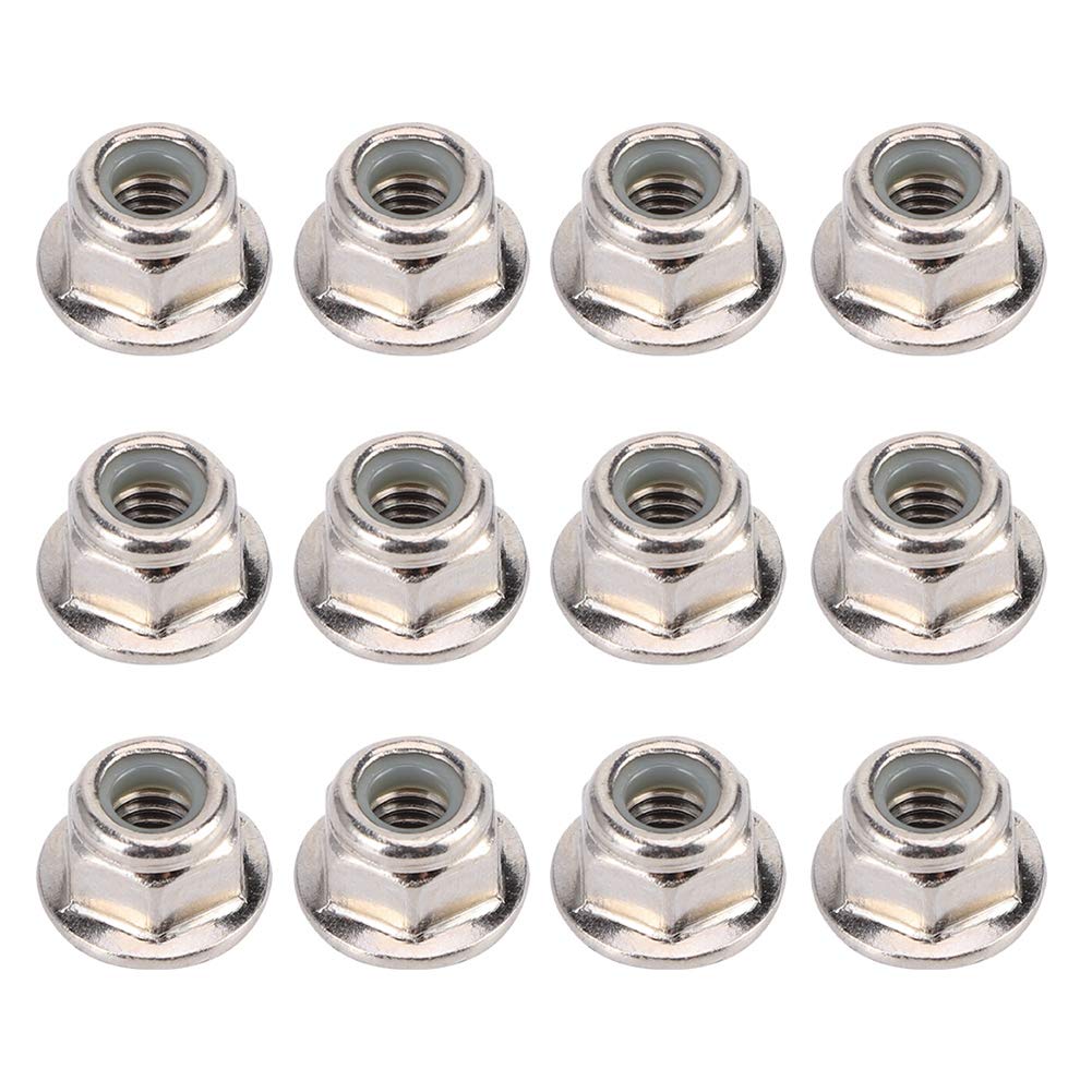 Drfeify 12PCS 4mm Non-Slip Wheel Lock Nut with Nylon Lining for Axial SCX10 1/10 RC Car, Metal Alloy Anti-Loss Wheel Nut (Silver)